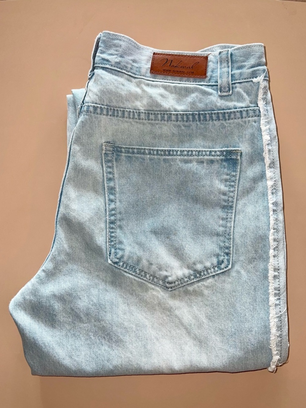 🩵Nokwal Relaxed Light Blue Side-Fray Jeans